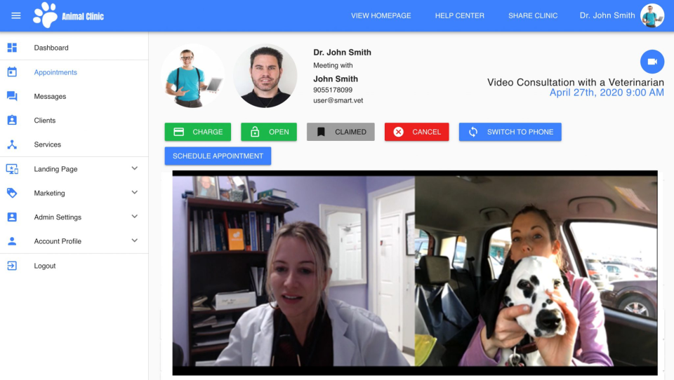 screenshot of Virtual Care Platform